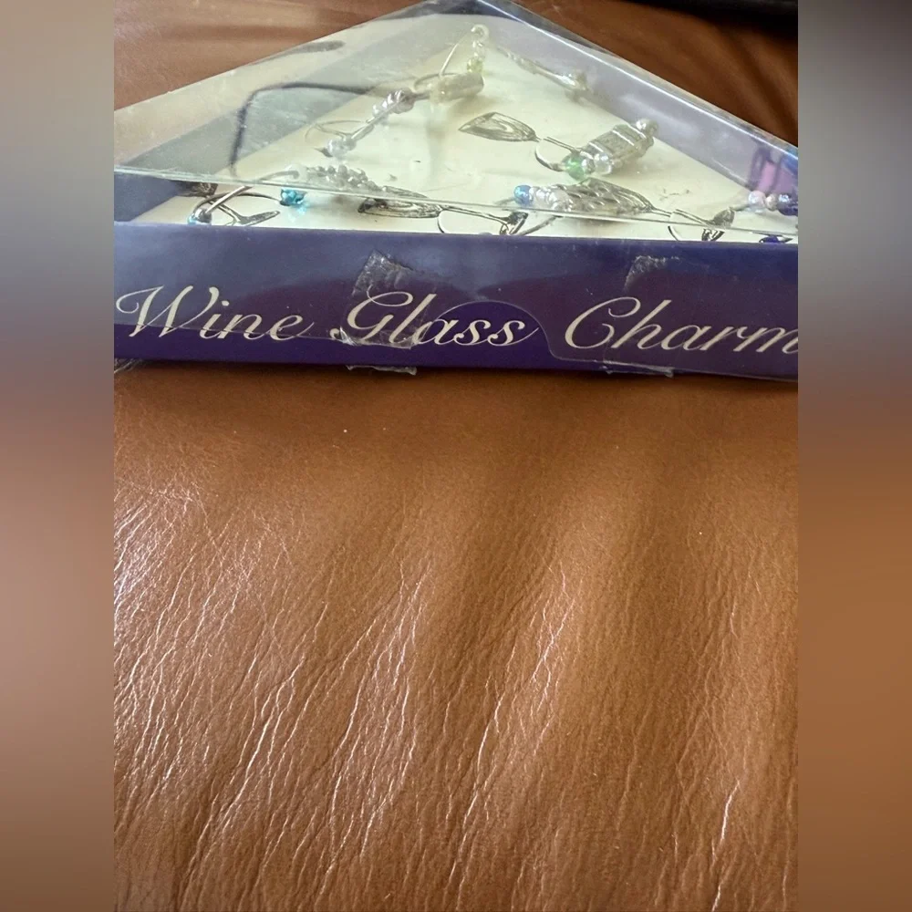 Wine Glass Charm Set with Blue, Green, Silver Accents